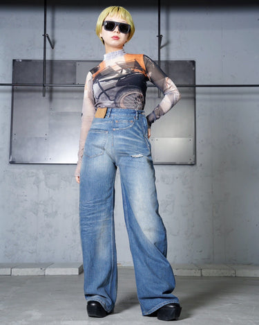 UNISEX<br>[MM6]<br>TURN WAIST DENIM PANTS