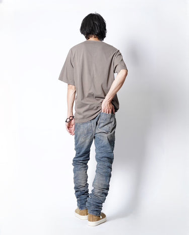【BORIS BIDJAN SABERI】<br>"P13" FKU100002<br>DENIM PANTS<br>ACID DYED<br>RIPPED BODY MOLDED