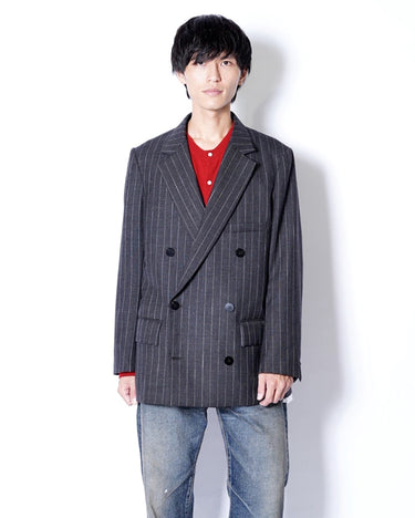 【OVERCOAT】<br>Double-Breasted Jacket in Wool Pinstripe
