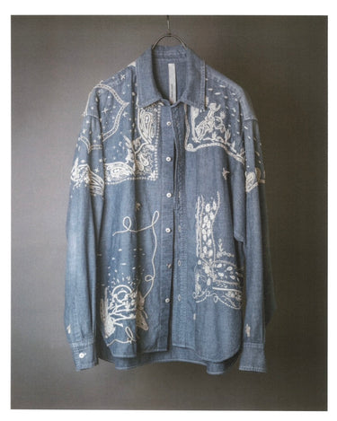 受注生産アイテム<br>期間限定受注受付中(7月31日～8月2日まで)<br>【kiminori morishita】<br>Cowboy Hand-Embroidered Dungaree Shirt