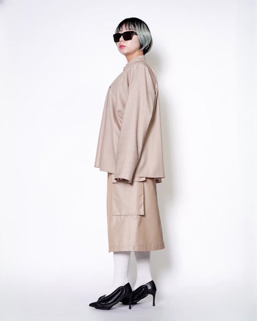 【YOHEI OHNO】<br>SHOULDER DRAPED WOOL SHIRTS