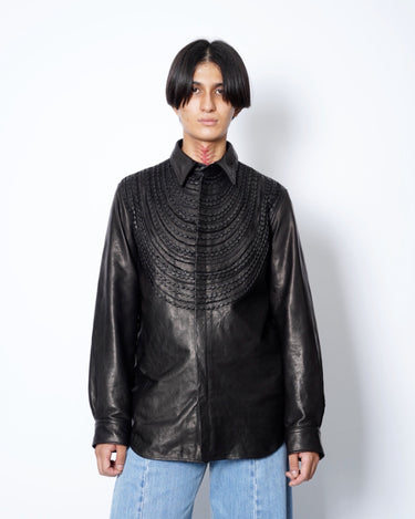 【TAAKK】<br>LEATHER EMBROIDERY REGULAR SHIRTS