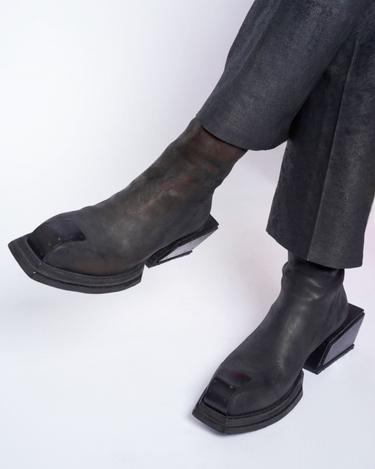 【POLLACKI】<br>No.38 HAND DYED REVERSE HORSE LEATHER LEATHER HEEL BOOTS
