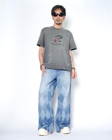 [Masu]<br>Argyle Leather Sports Jacket