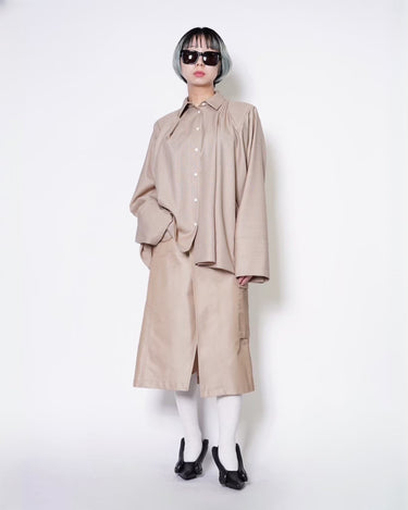 【YOHEI OHNO】<br>SHOULDER DRAPED WOOL SHIRTS