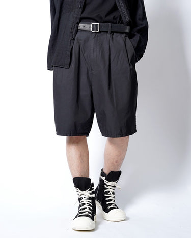 受注生産アイテム<br>期間限定受注受付中(7月31日～8月2日まで)<br>【kiminori morishita】<br>Silk Cotton Twill Garment-Dyed Shorts