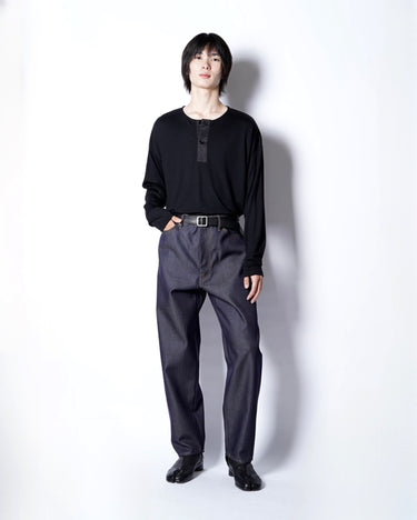 【OVERCOAT】<br>WOOL DENIM WIDE LEG PANTS