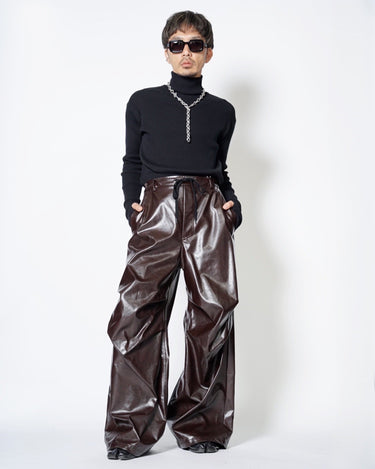[MM6]<br>Synthetic Leather<br>Knee TUCK PANTS