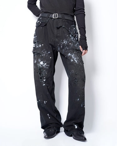 26AW予約受付中<br>【kolor】<br>DAMAGED DOUBLE KNEE PANTS