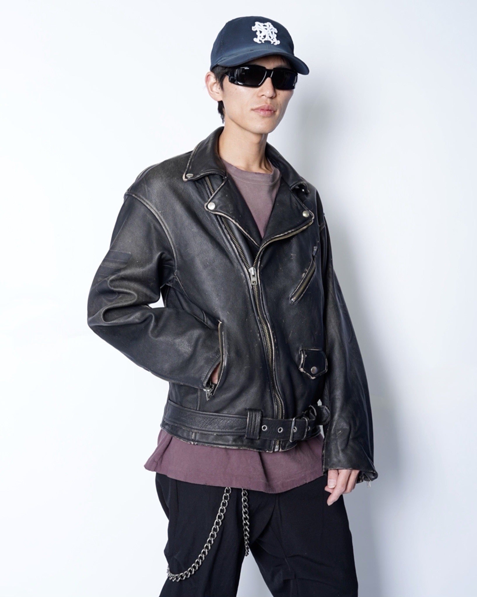 KAMIYA】Distressed LeatherBiker JACKET - Amanojak.