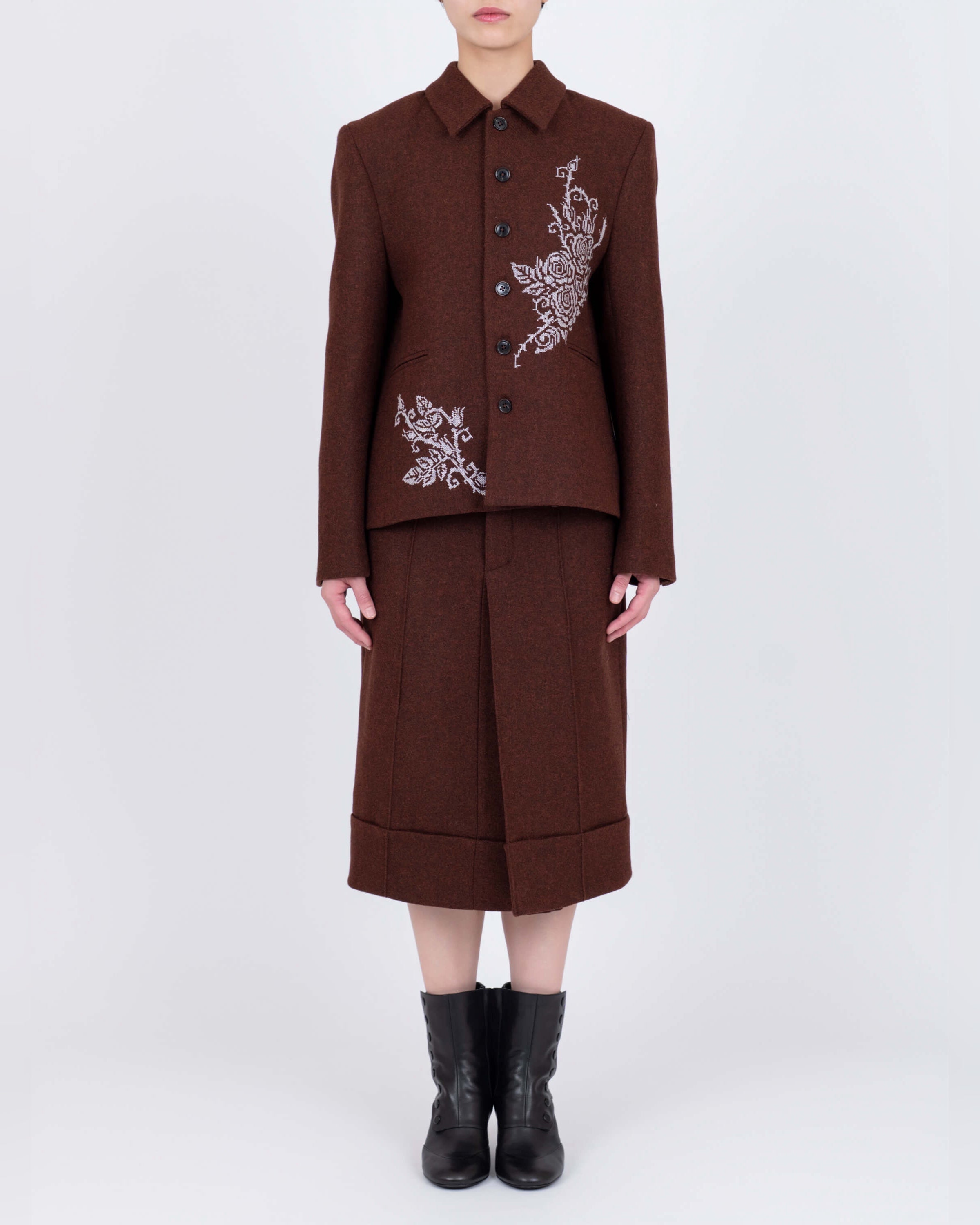 VIVIANO】Pli Creux Jacket -Rose Cross Stitch--Amanojak.
