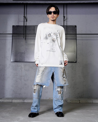 [Maison MIHARA YASUHIRO]<br>EMBELLISHED DISTRESSED LONG SLEEVES TEE