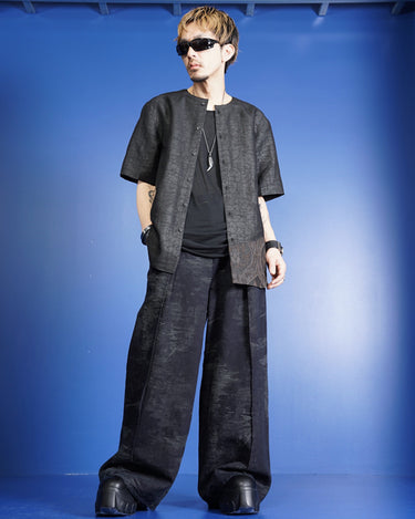 【MAHITO MOTOYOSHI】<br>"DOROZOME" COLLAR LESS SHIRTS