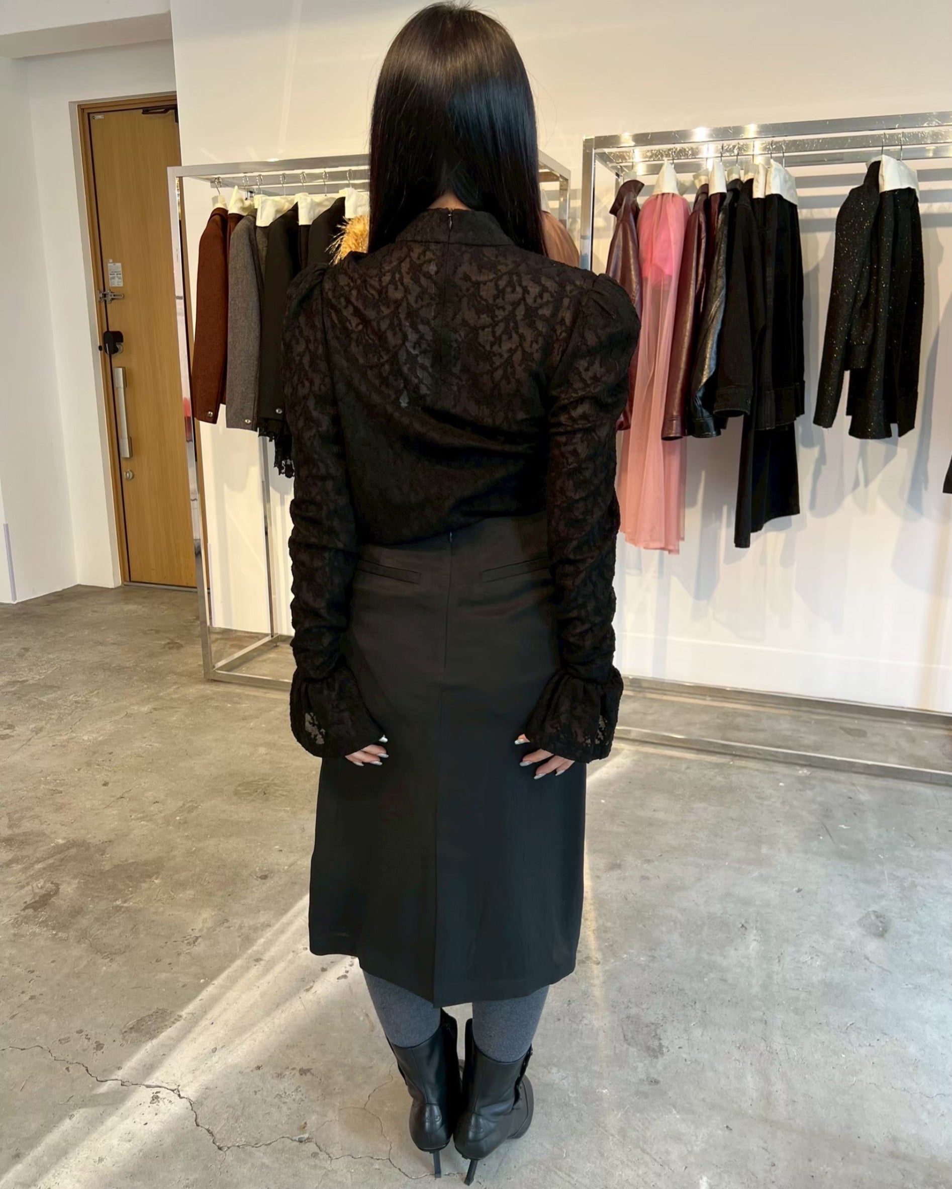 VIVIANO】Jacquard Drapé Top -Amanojak.