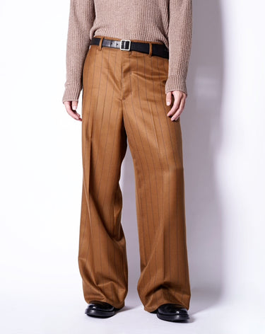 【ANTHEM A】<br> WOOL SILK STRIPE BELTLESS TROUSER