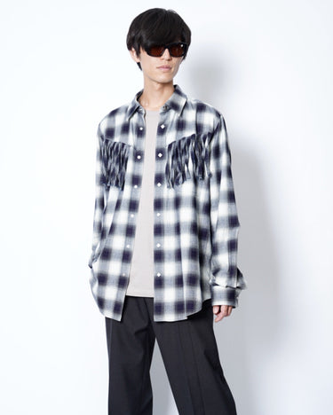 【TOGA ARCHIVES】<br>OMBRE CHECK FRINGE SHIRT