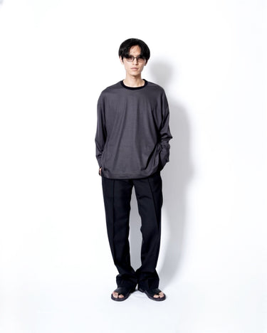 イベント期間限定アイテム<br>(6月27日～7月5日まで)<br>【KANEMASA PHIL】<br>32G Wool Stripe LS Tee (CHARCOAL)
