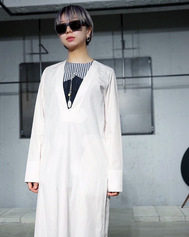 【KOTONA】<br>STRIPE V NECK DRESS