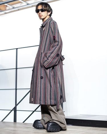 【SONG FOR THE MUTE】<br>"DAISY" MAC COAT<br>-STRIPED WOOL-