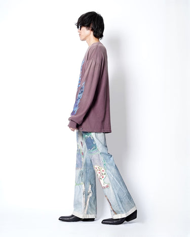 【KAMIYA】<br>“KMY-FIRE” Distressed L/S Tee