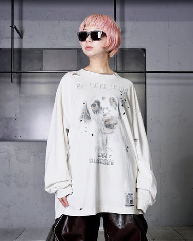 [Maison MIHARA YASUHIRO]<br>EMBELLISHED DISTRESSED LONG SLEEVES TEE