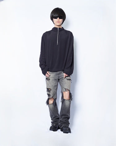 【ROLD SKOV】<br>KAPPA ZIP SHIRT -VISCOSE FABRIC-
