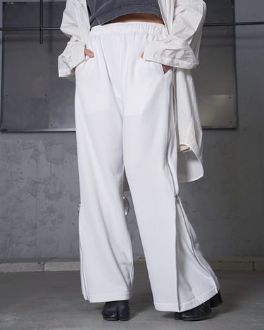 UNISEX<br>【08sircus】<br> Fine poly×organic cotton pile side zip pants