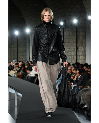 26AW予約受付中<br>【TAAKK】<br>LEATHER EMBROIDERY REGULAR SHIRTS