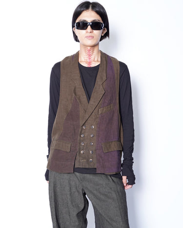 【ZIGGY CHEN】<br>DOUBLE BREASTED COLLAGE WAISTCOAT