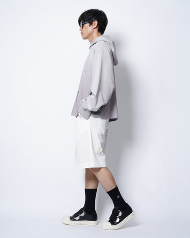 【SONG FOR THE MUTE】<br>SINGLE PLEATED<br>SHORTS<br>-RECYCLED SHIRTING-