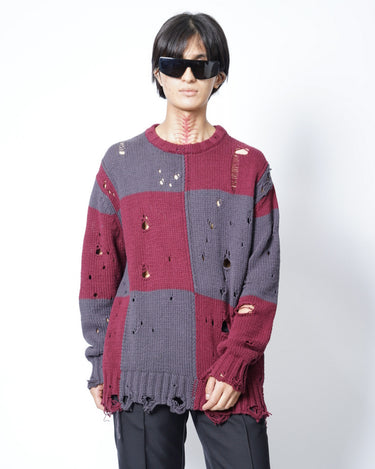 【SONG FOR THE MUTE】<br>CHECKERED OVERSIZED SWEATER -CHECKERED KNIT-
