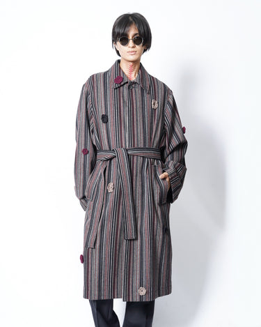 【SONG FOR THE MUTE】<br>"DAISY" MAC COAT<br>-STRIPED WOOL-
