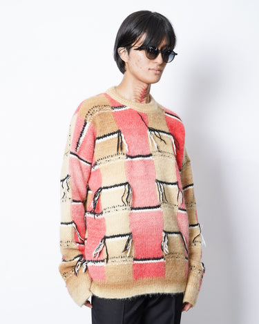 【MARNI】<br>マルチパターン<br>モヘアクルーネックニット
