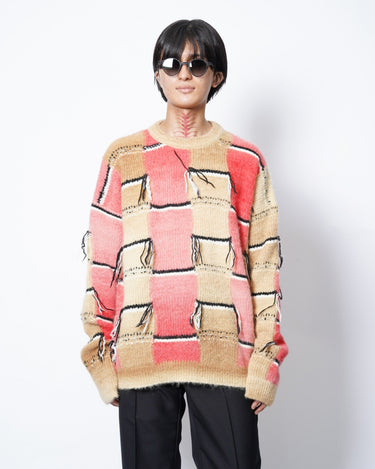 【MARNI】<br>マルチパターン<br>モヘアクルーネックニット