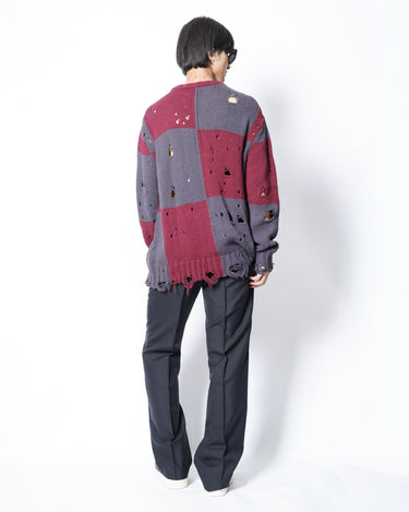 【SONG FOR THE MUTE】<br>CHECKERED OVERSIZED SWEATER -CHECKERED KNIT-