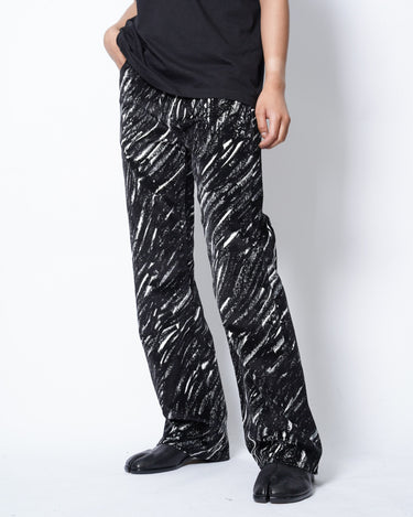 【MARNI】<br>MARBLE PRINTED VELVET STRAIGHT TROUSER