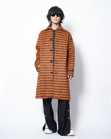 【MARNI】<br>ボーダーモヘヤ<br>ステンカラーコート