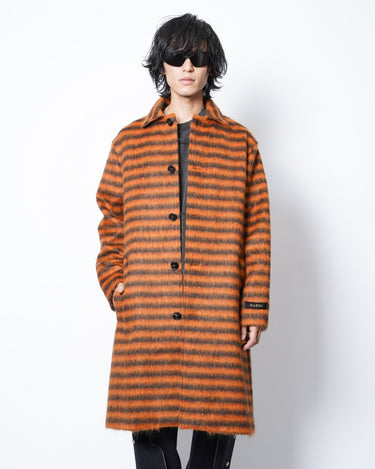 【MARNI】<br>ボーダーモヘヤ<br>ステンカラーコート