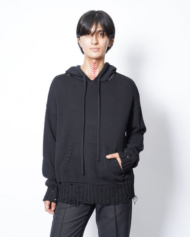 【MARNI】<br>DESTROY COTTON KNIT HOODIE