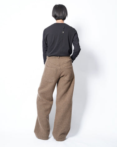 【SONG FOR THE MUTE】<br>WIDE LEG PANT<br>-MELTON HOUNDSTOOTH-