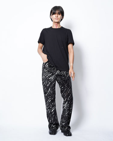 【MARNI】<br>MARBLE PRINTED VELVET STRAIGHT TROUSER