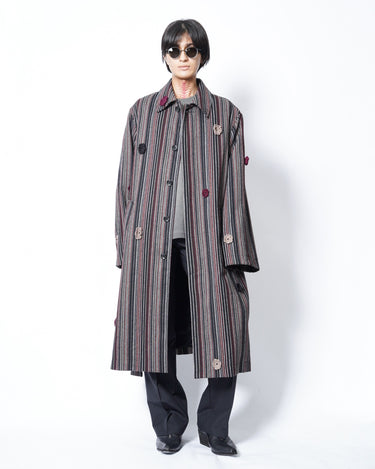 【SONG FOR THE MUTE】<br>"DAISY" MAC COAT<br>-STRIPED WOOL-