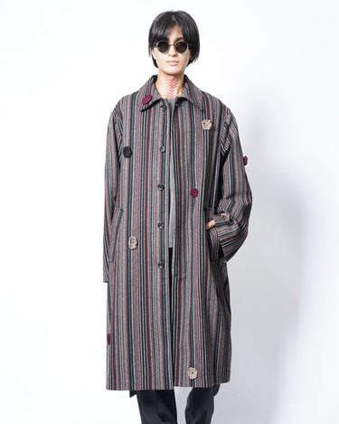 【SONG FOR THE MUTE】<br>"DAISY" MAC COAT<br>-STRIPED WOOL-