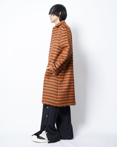 【MARNI】<br>ボーダーモヘヤ<br>ステンカラーコート