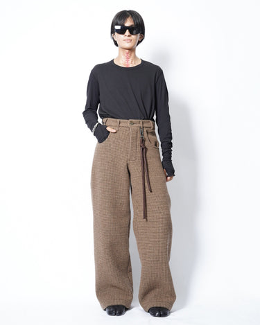 【SONG FOR THE MUTE】<br>WIDE LEG PANT<br>-MELTON HOUNDSTOOTH-