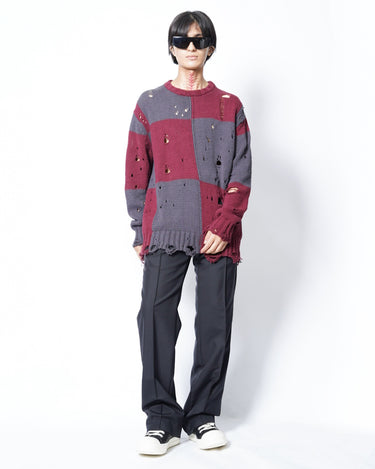 【SONG FOR THE MUTE】<br>CHECKERED OVERSIZED SWEATER -CHECKERED KNIT-