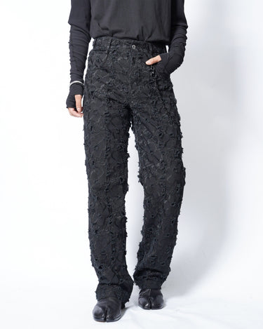 【SONG FOR THE MUTE】<br>LONG WORK PANT -DISTRESSED EMBROIDERED FLORAL-