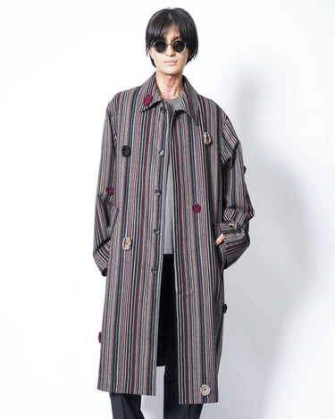 【SONG FOR THE MUTE】<br>"DAISY" MAC COAT<br>-STRIPED WOOL-