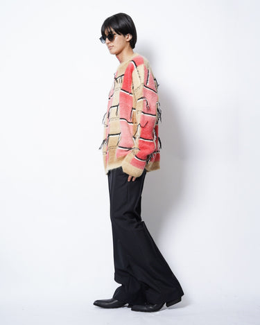 【MARNI】<br>マルチパターン<br>モヘアクルーネックニット