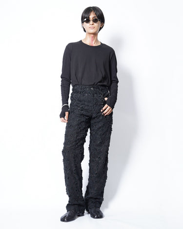 【SONG FOR THE MUTE】<br>LONG WORK PANT -DISTRESSED EMBROIDERED FLORAL-